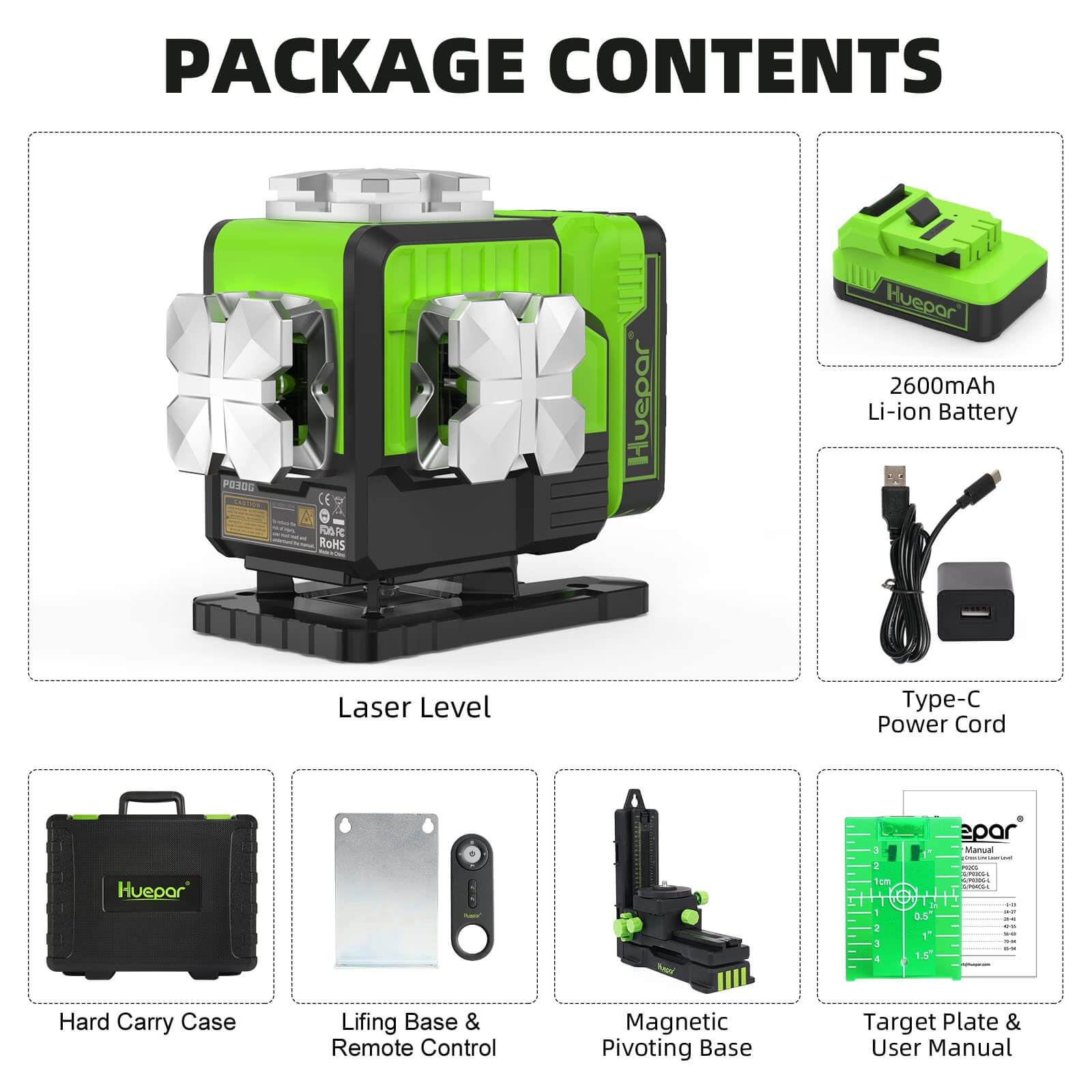 Huepar P03DG Laser Level - 3D Laser Levels