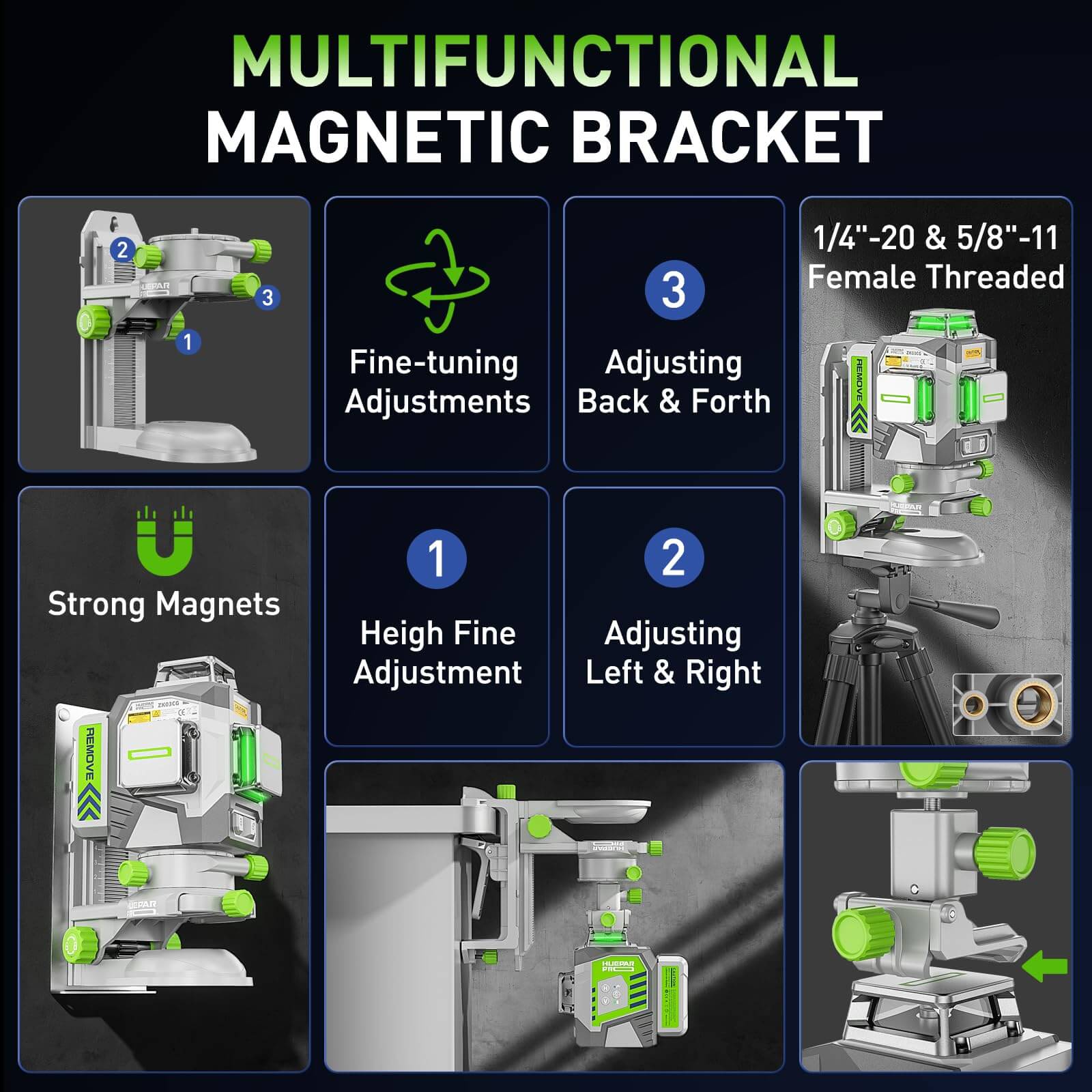 Huepar Pro ZK03CG Laser Level - 3D Laser Levels