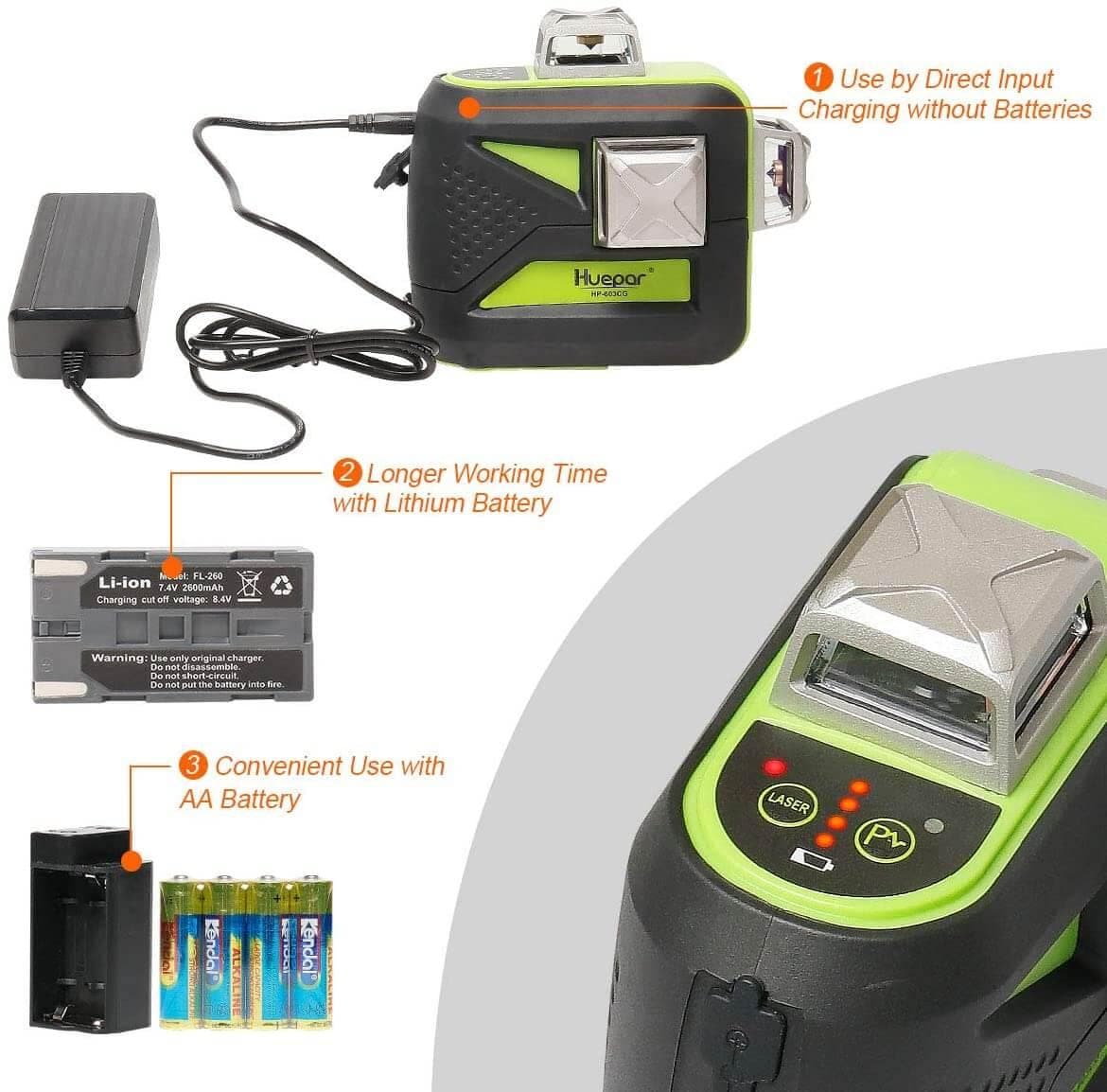 Huepar 603CG Laser Level - 3D Laser Levels