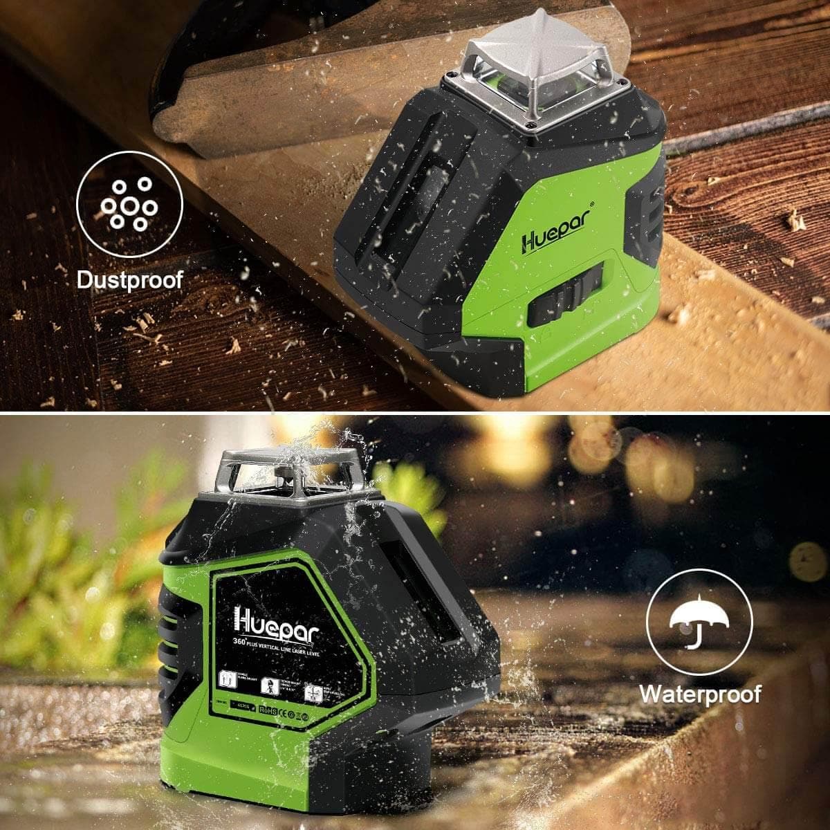 Huepar 621CG Laser Level - Cross Line Laser Level