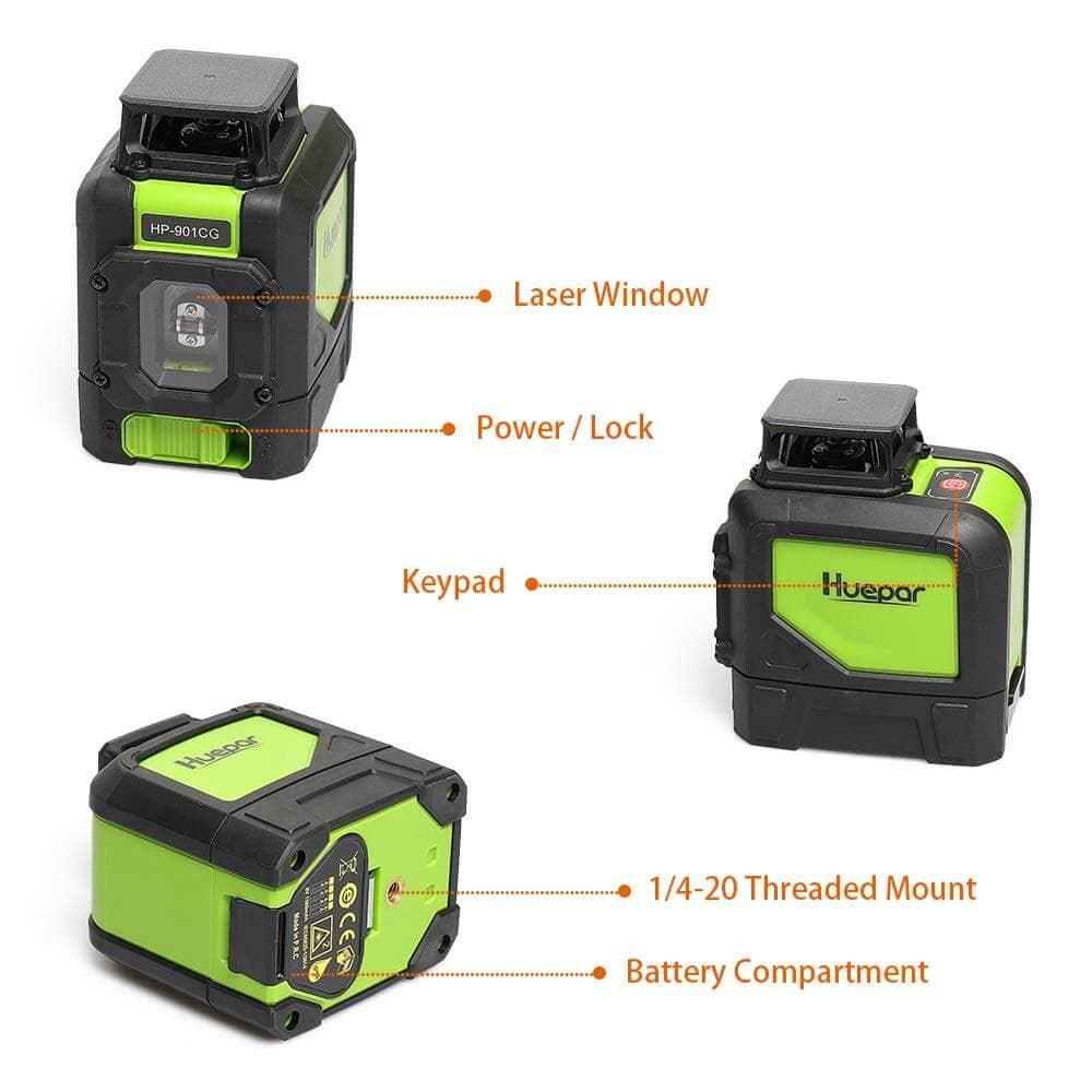 Huepar 901CG Laser Level - Cross Line Laser Level