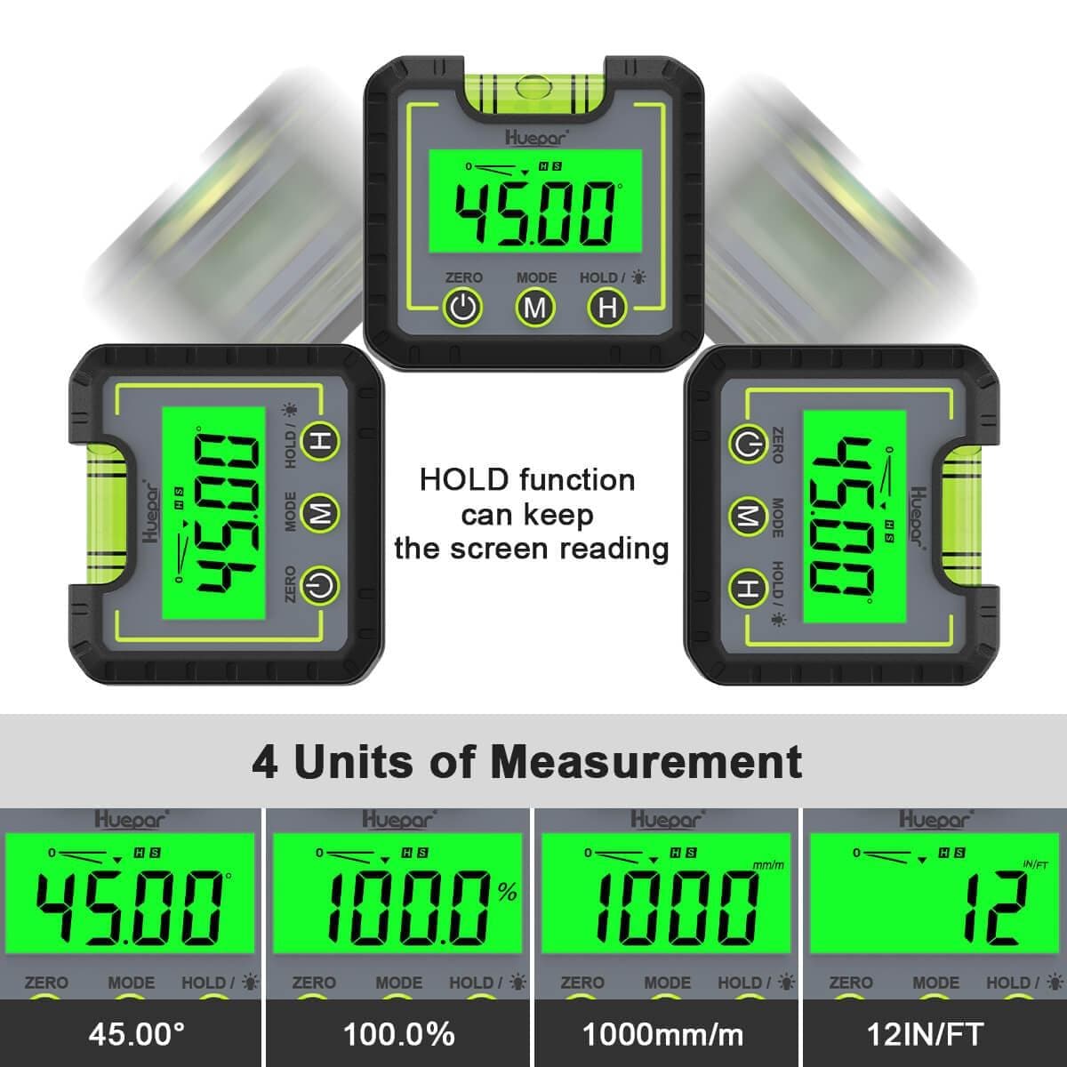 Huepar AG01 - Digital Level Angle Gauge Inclinometer - Electronic Inclinometer