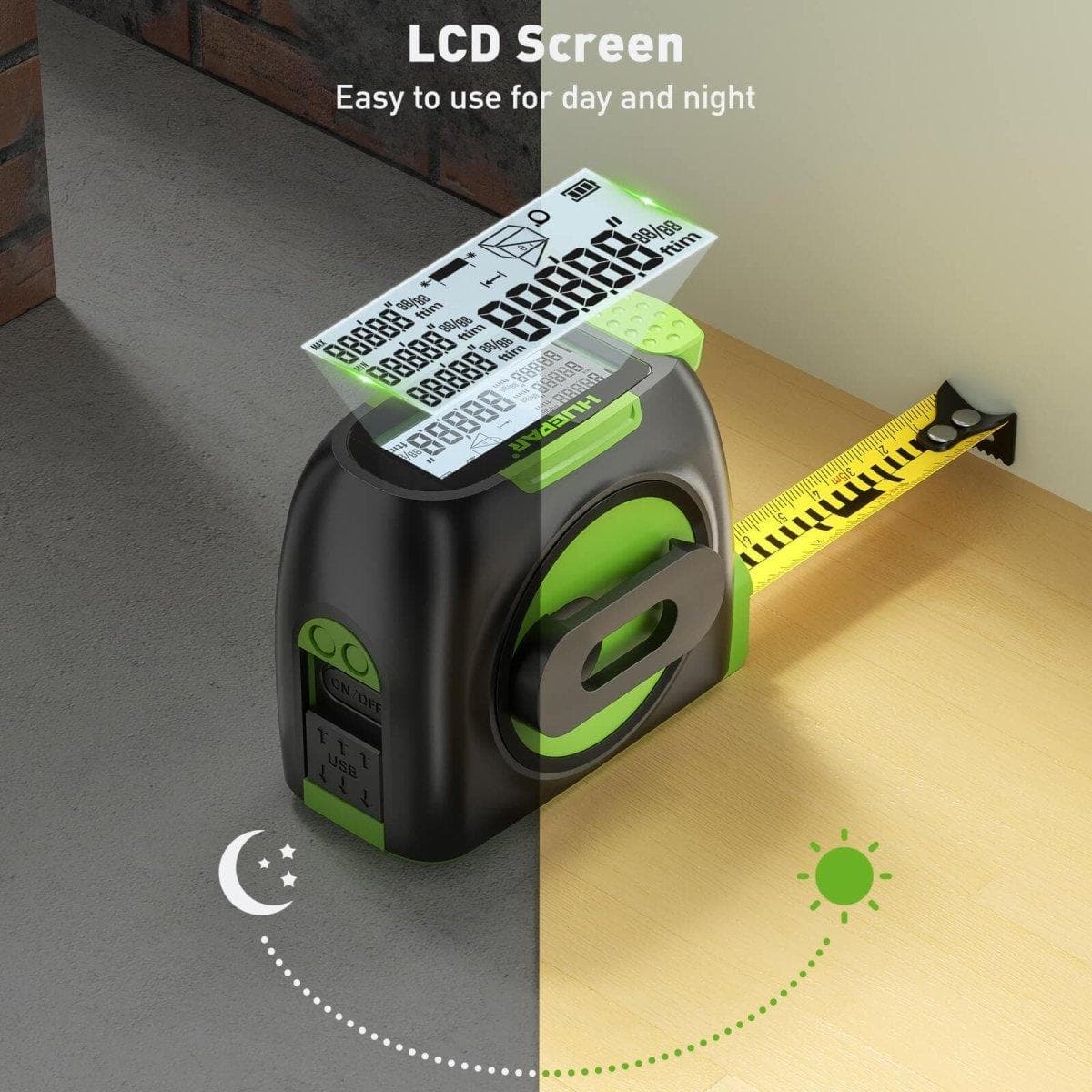 Huepar DT30 - 60M Laser Tape Measure Digital Distance Meter - Laser Distance Meter