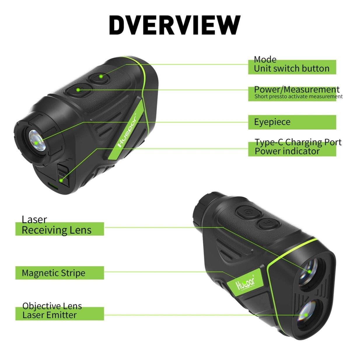 Huepar HLR600 Golf Rangefinder - Compact Laser Scope for Golfing Accuracy - Laser Rangefinder