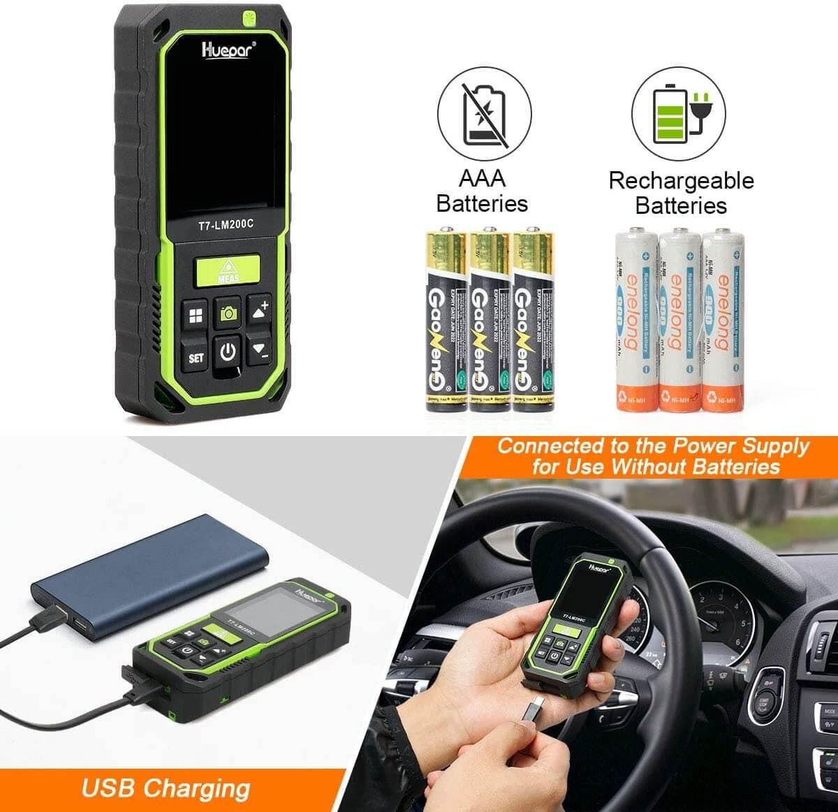 Huepar LM200C - 200M Laser Distance Meter - Laser Distance Meter