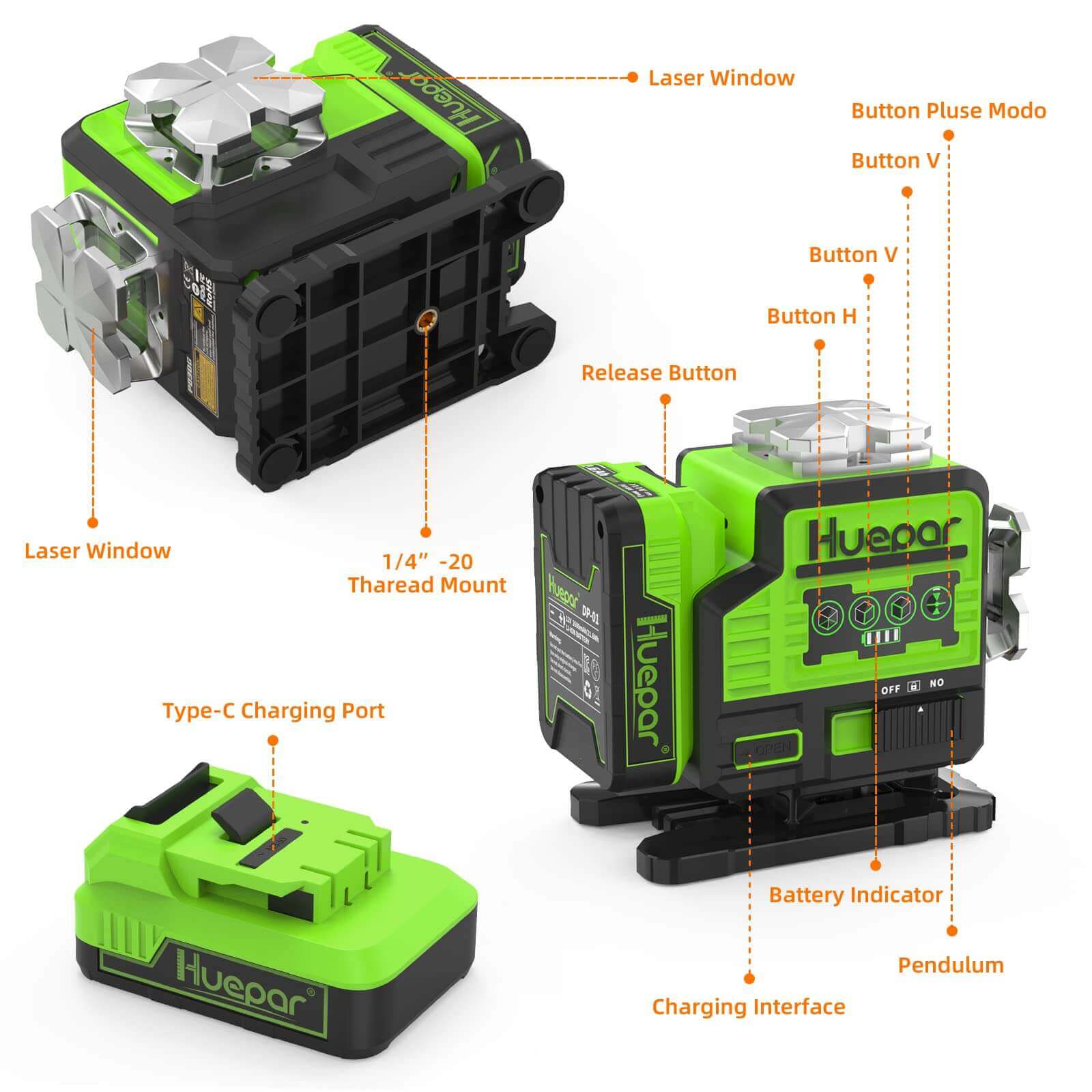 Huepar P03DG Laser Level - 3D Laser Levels