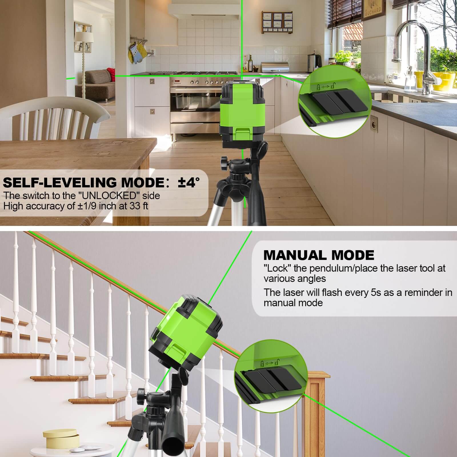 Huepar GK011DGTP Laser Level - Cross Line Laser Level