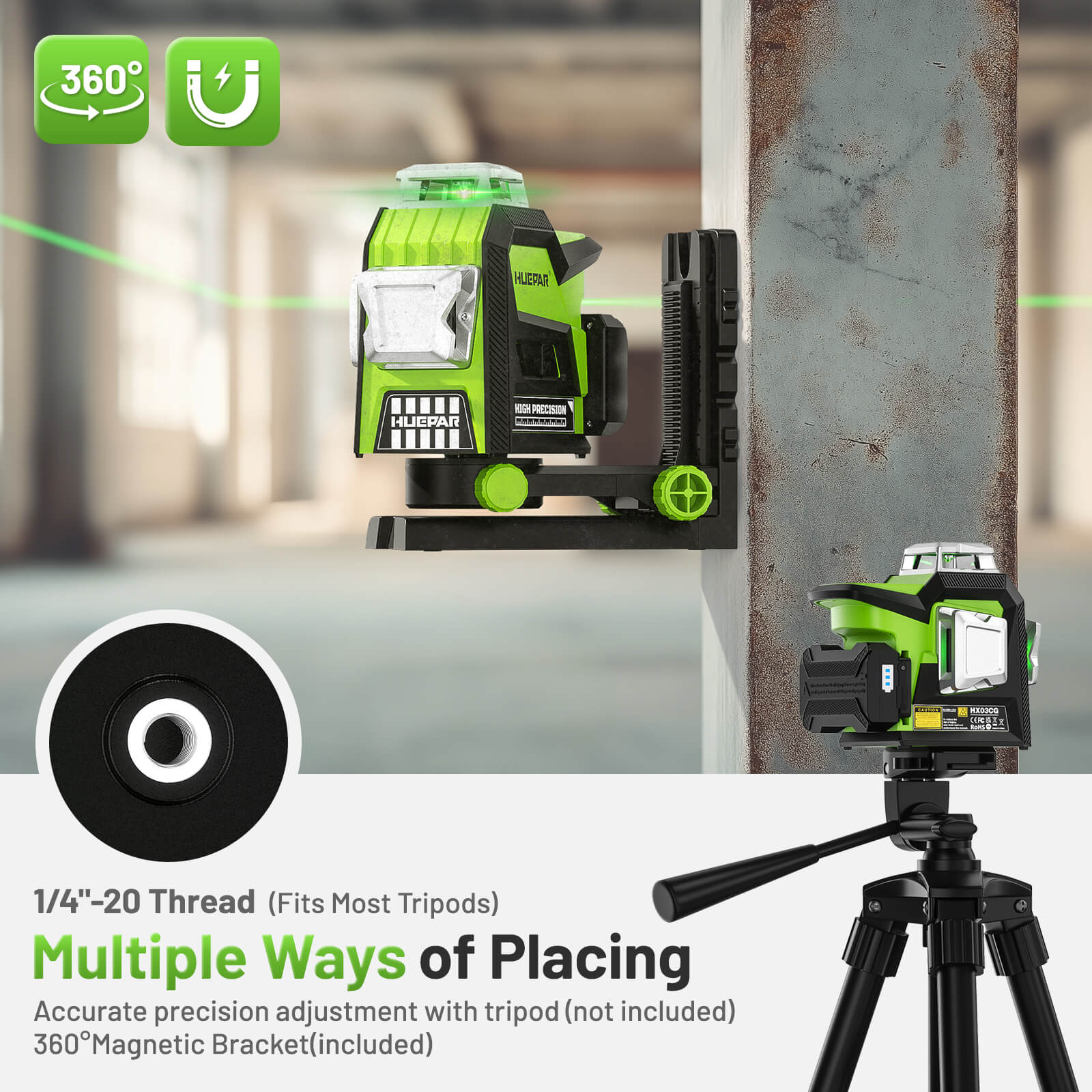 Huepar HX03CG Laser Level - 3D Laser Levels