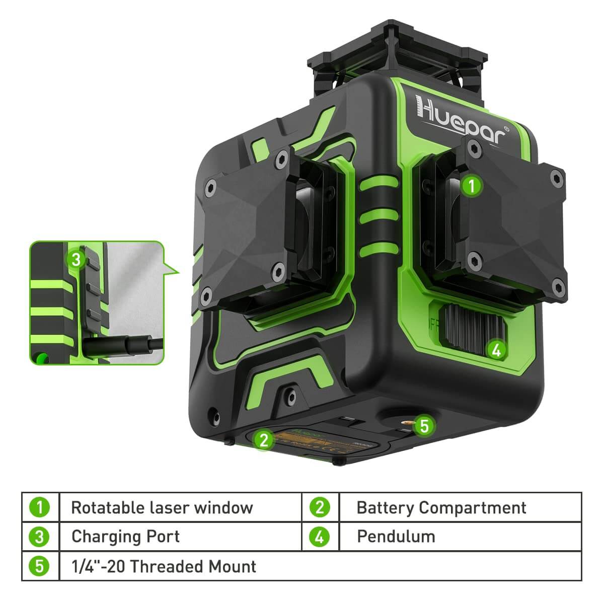 Huepar R03CG Laser Level - 3D Laser Levels