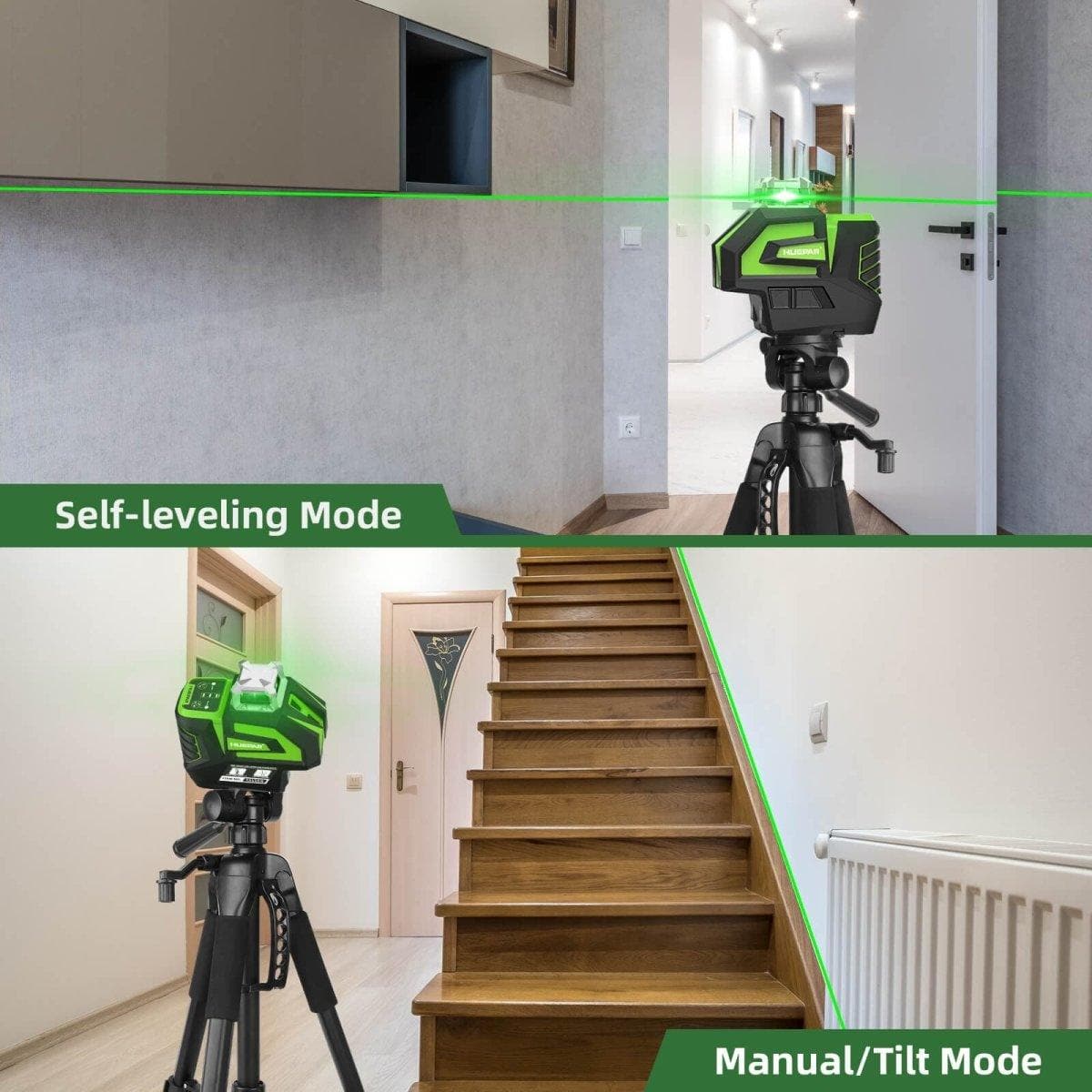 Huepar 7211CG Laser Level - Cross Line Laser Level