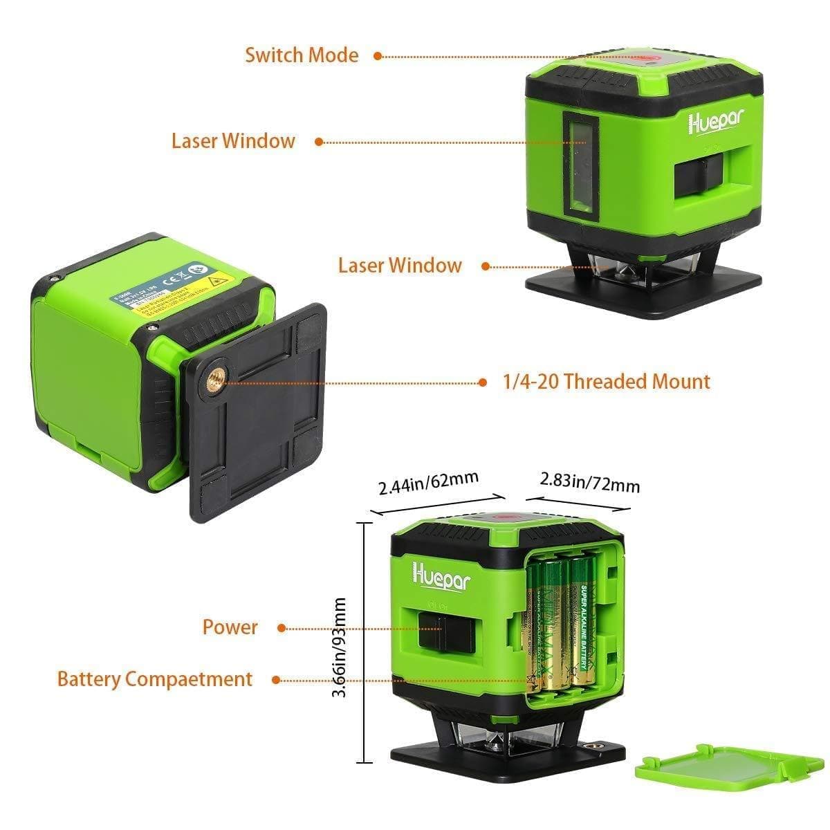 Huepar FL360G Laser Level - 3D Laser Levels