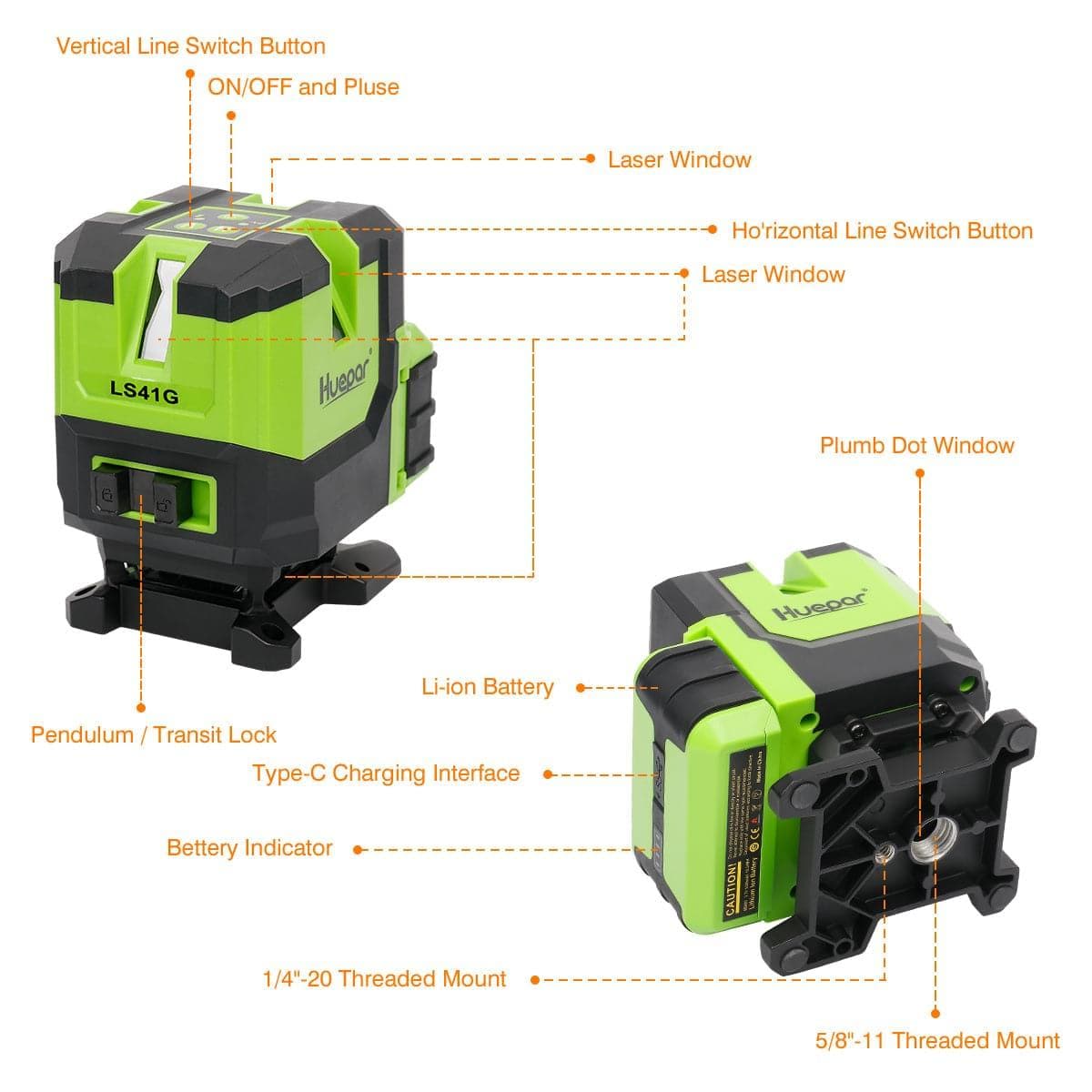 HUEPAR LS41G Laser Level - Cross Line Laser Level