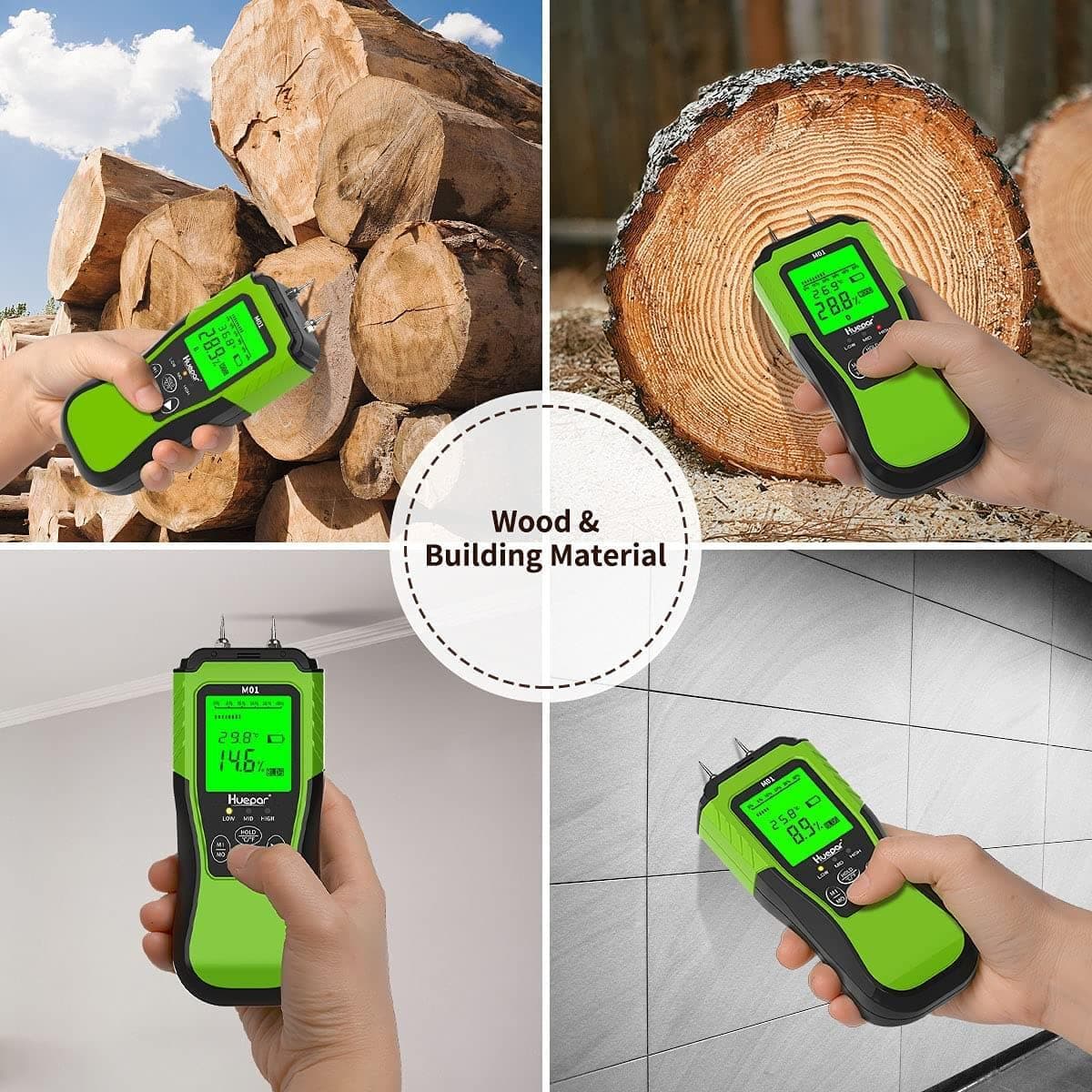 Huepar M01 - Digital Wood Moisture Detector - Moisture Meter