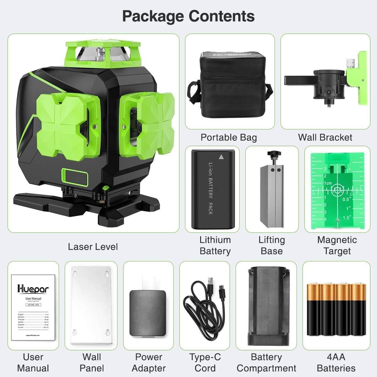 Huepar S04CG-L Laser Level - 4D Laser Levels