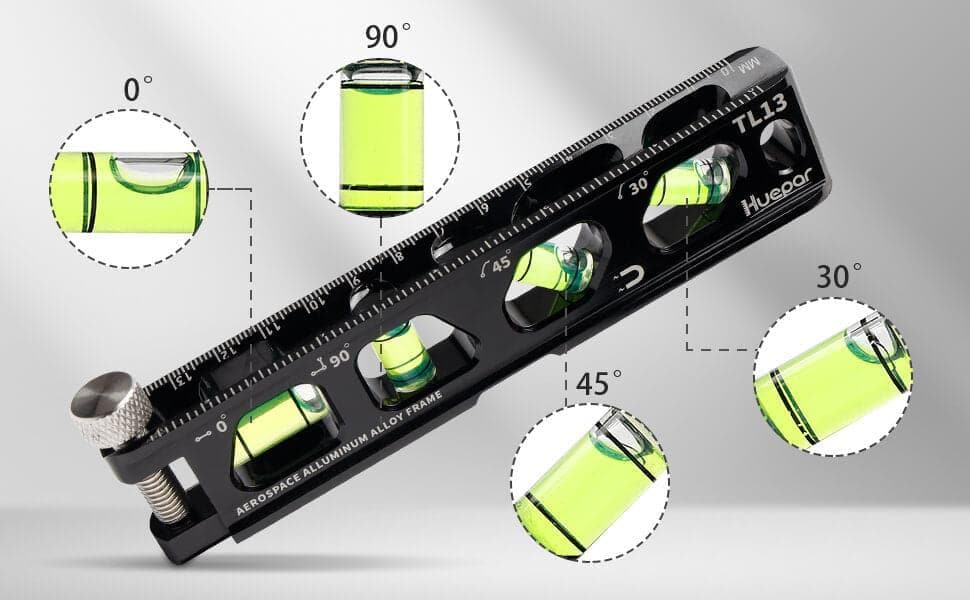 Huepar TL13 - Durable Material Torpedo Level with Easy-to-read high-visibility bubbles - Torpedo Level