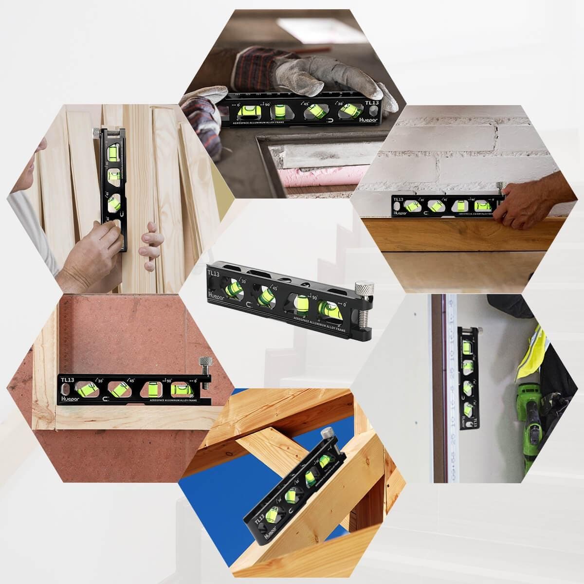 Huepar TL13 - Durable Material Torpedo Level with Easy-to-read high-visibility bubbles - Torpedo Level