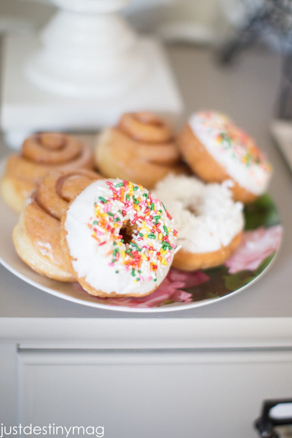 Paris Birthday Party Dessert Table with Donuts and Sprinkles