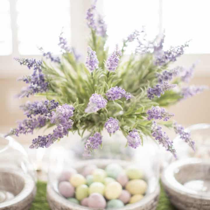 Easter Centerpiece using faux eggs