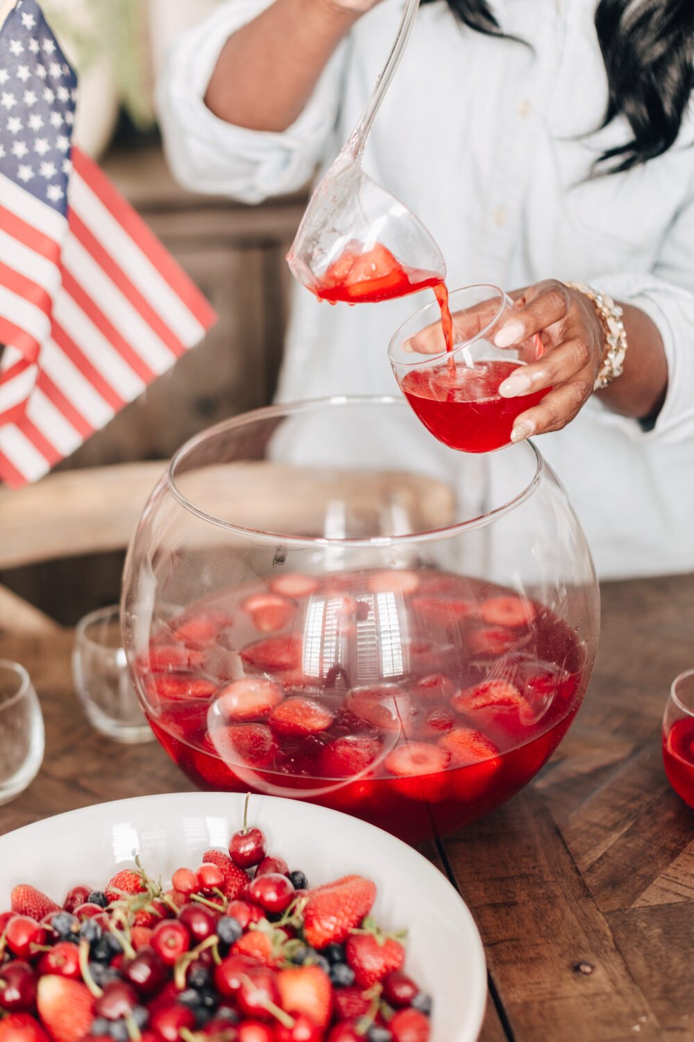 Red punch with fruit