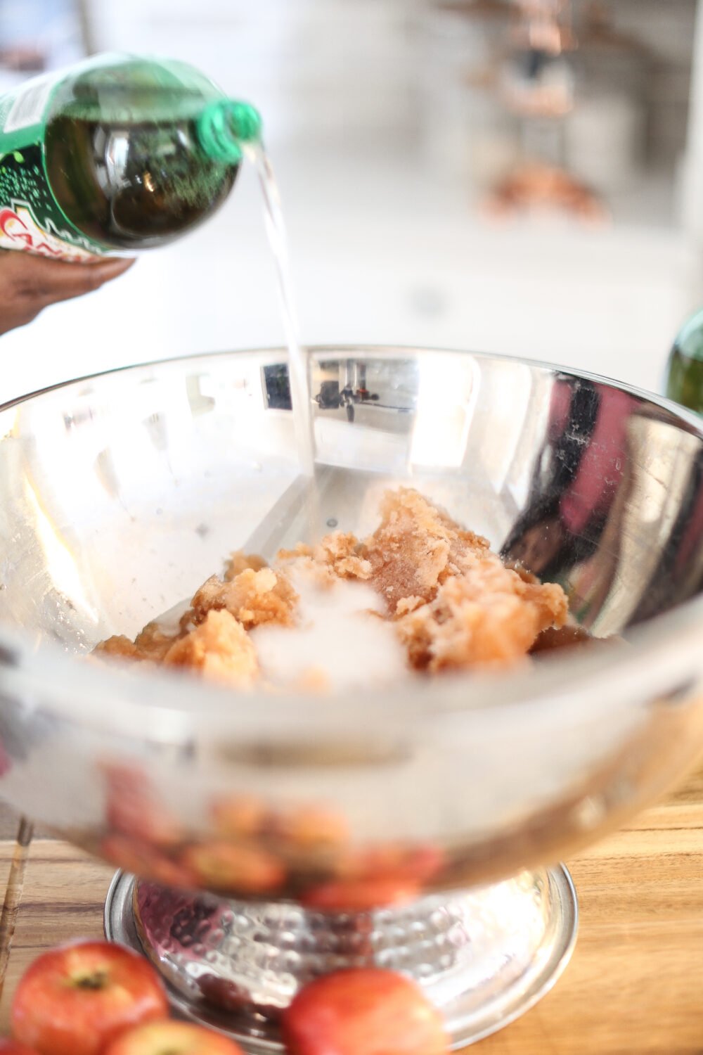 Adding gingerale to the Best Thanksgiving Day Punch