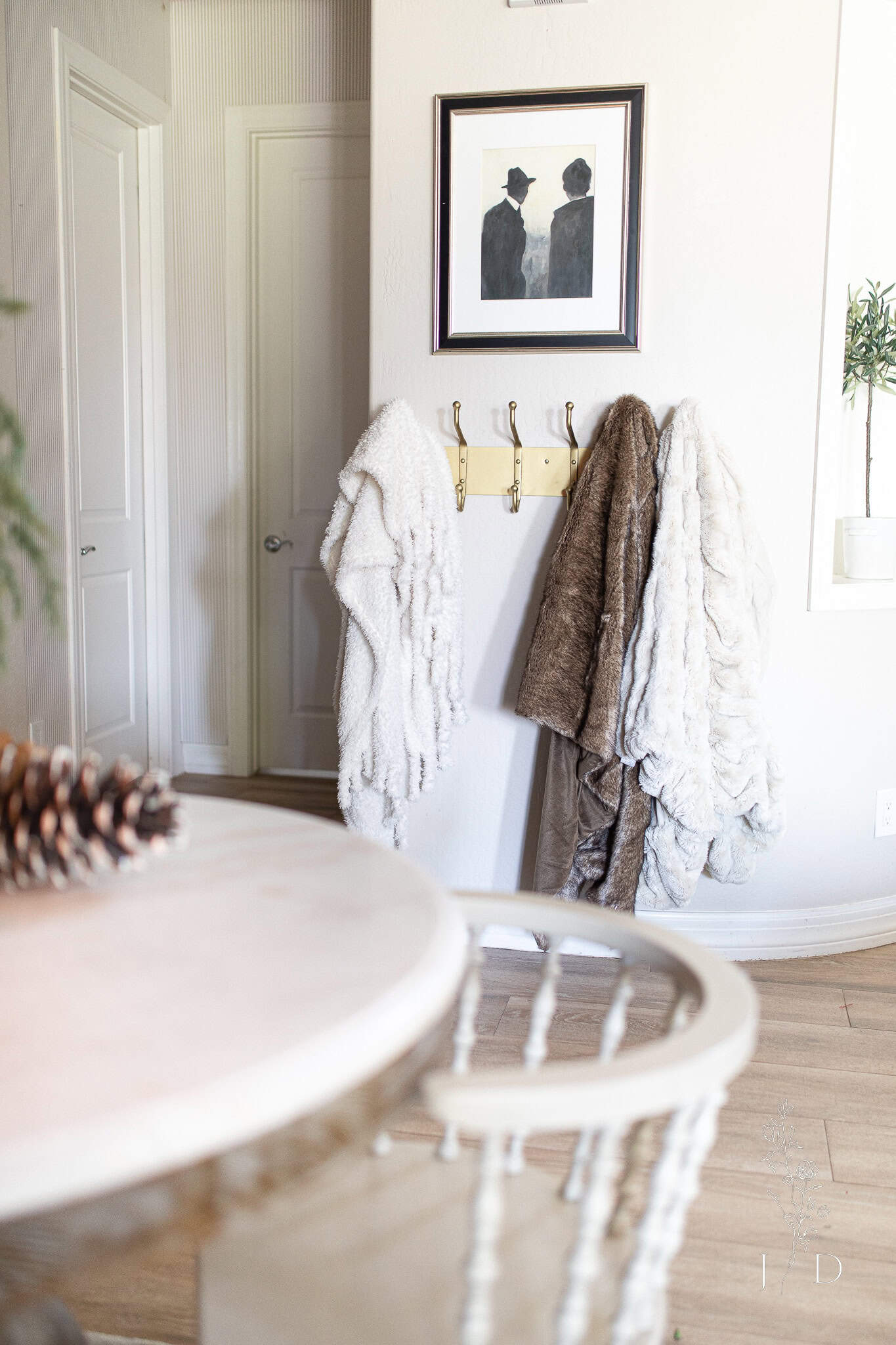 Blanket Storage on Family room Wall 