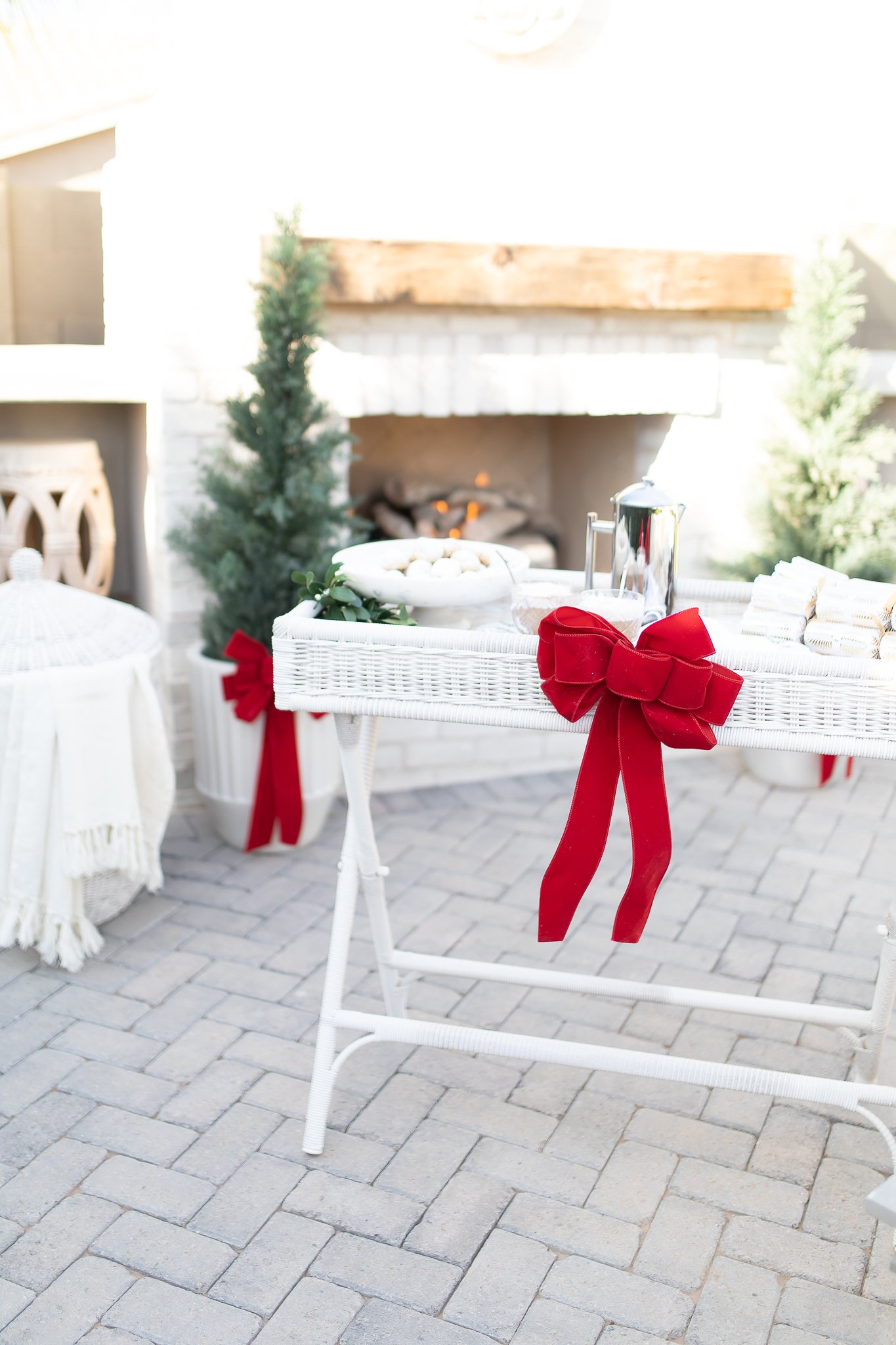 Outdoor Gift Ideas set up by and outdoor fireplace