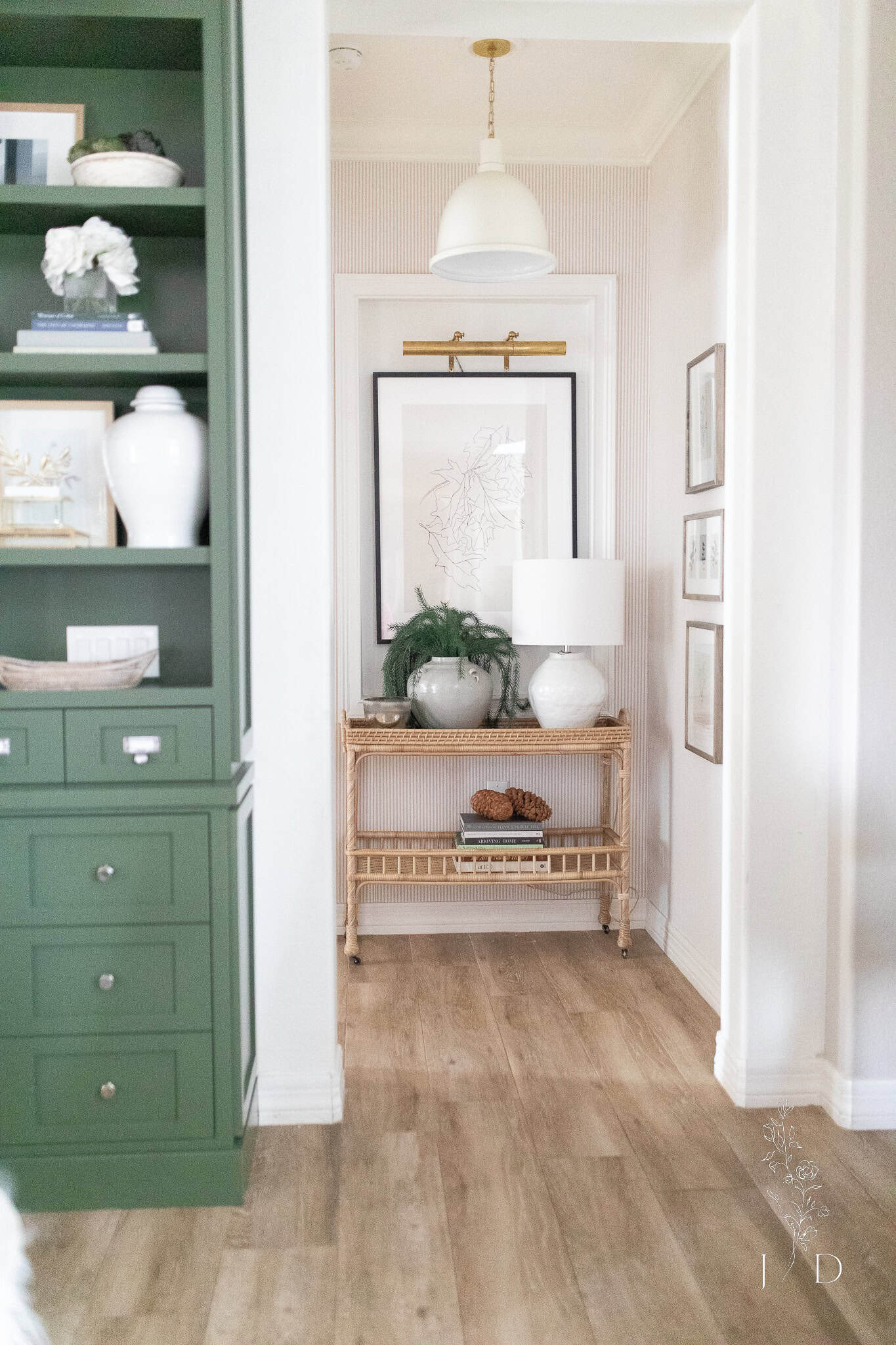 Hallway decorated for winter