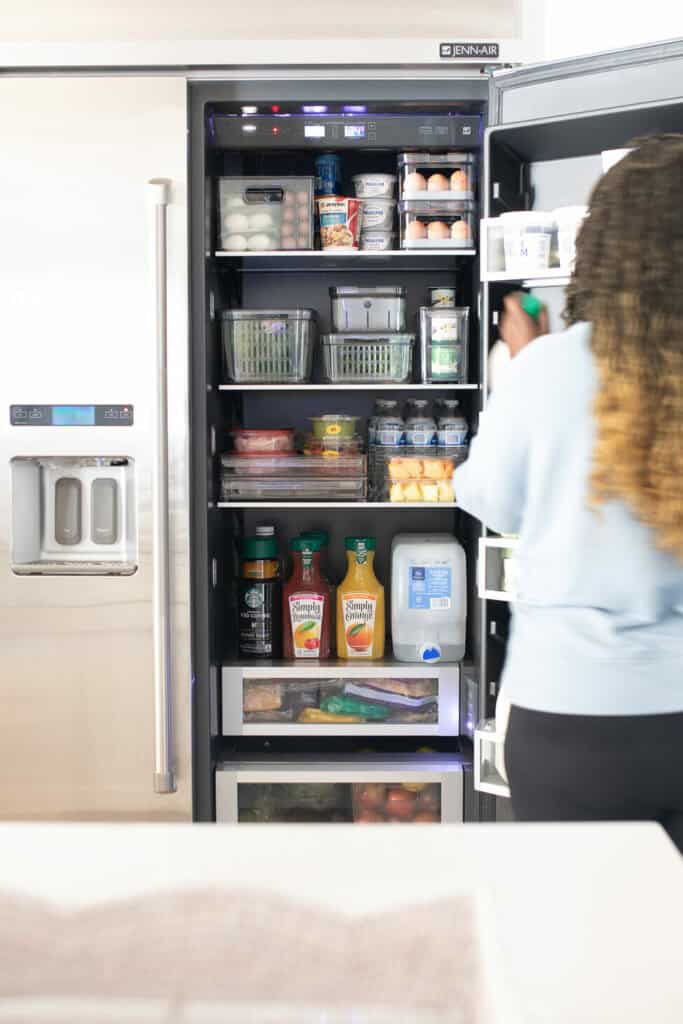 Fridge organization with black interior 