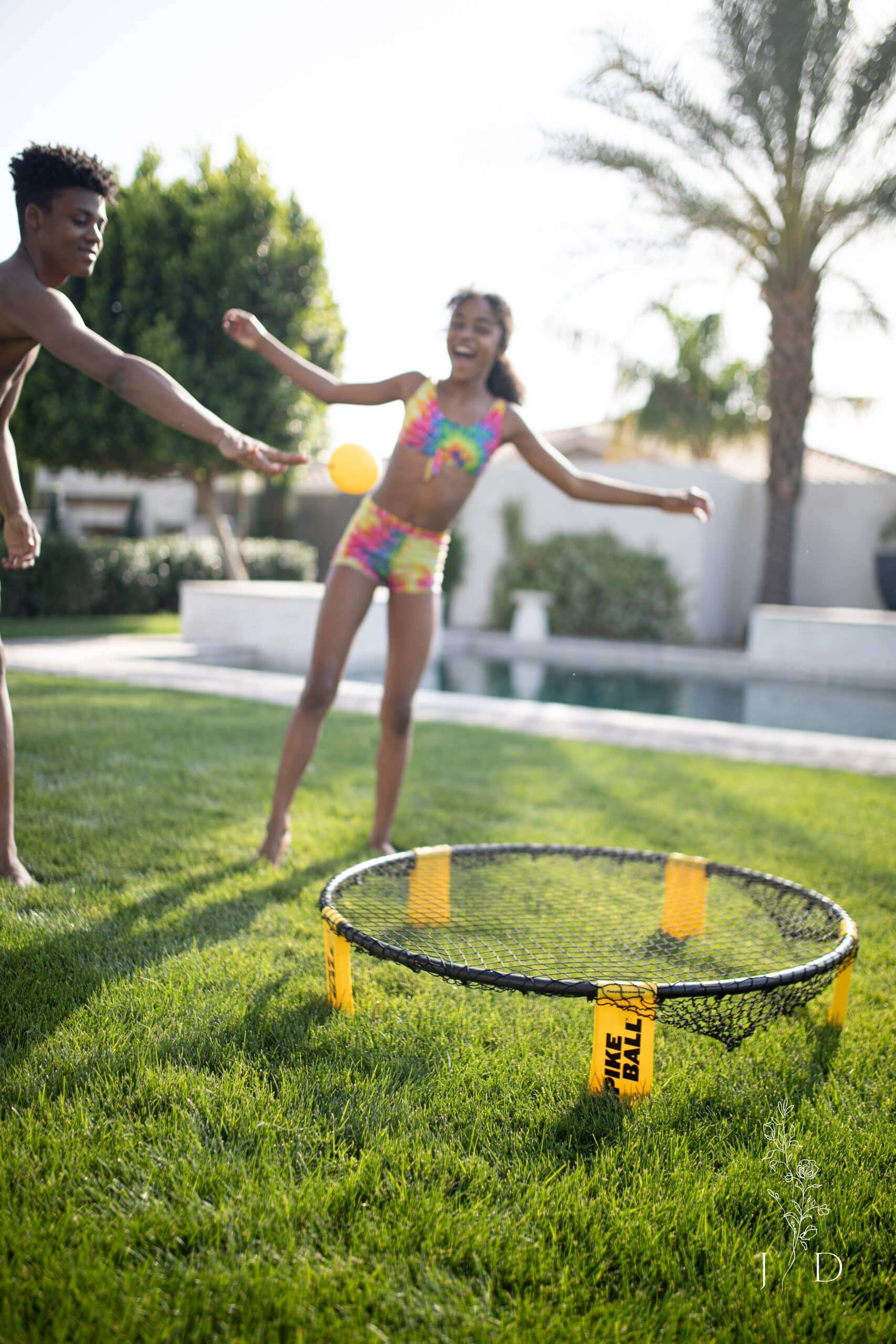 Spikeball in the yard