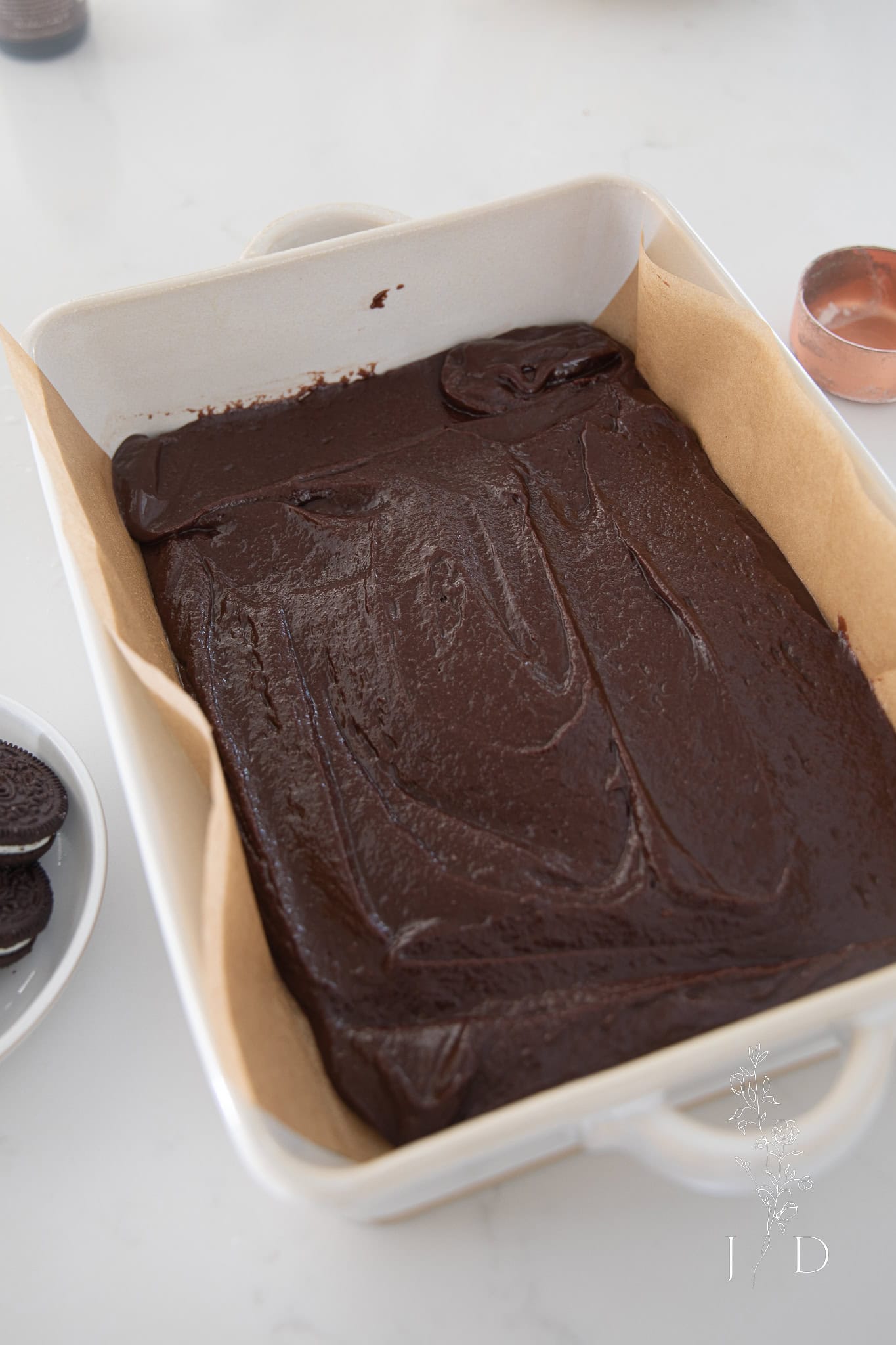 Brownie mix inside pan