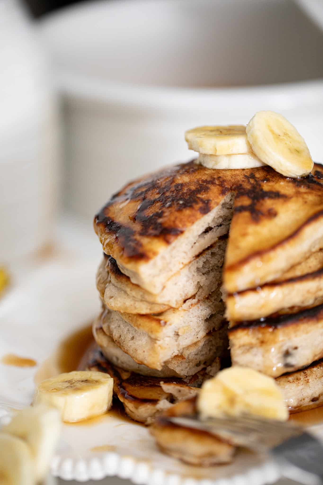 Banana on top of pancake 