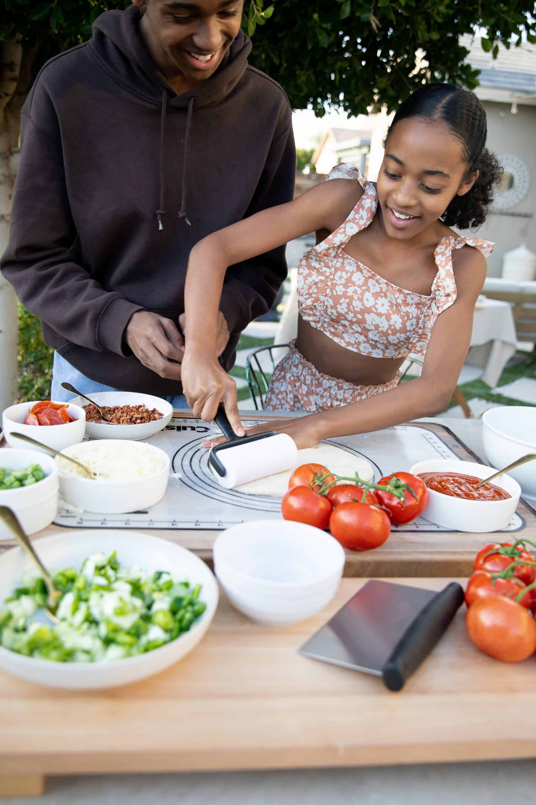 family pizza night outside