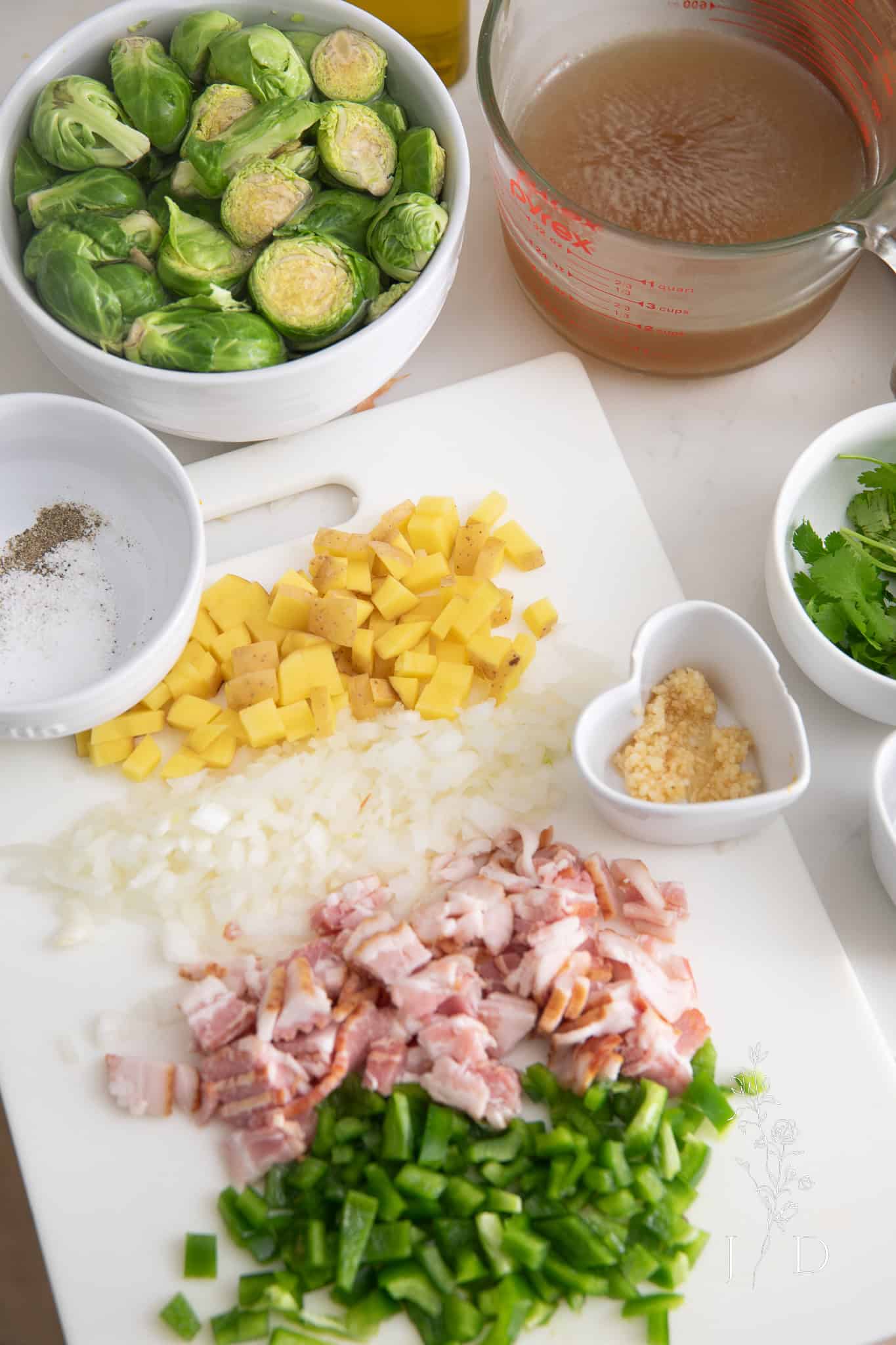 Bacon and Brussels sprouts ingredients 