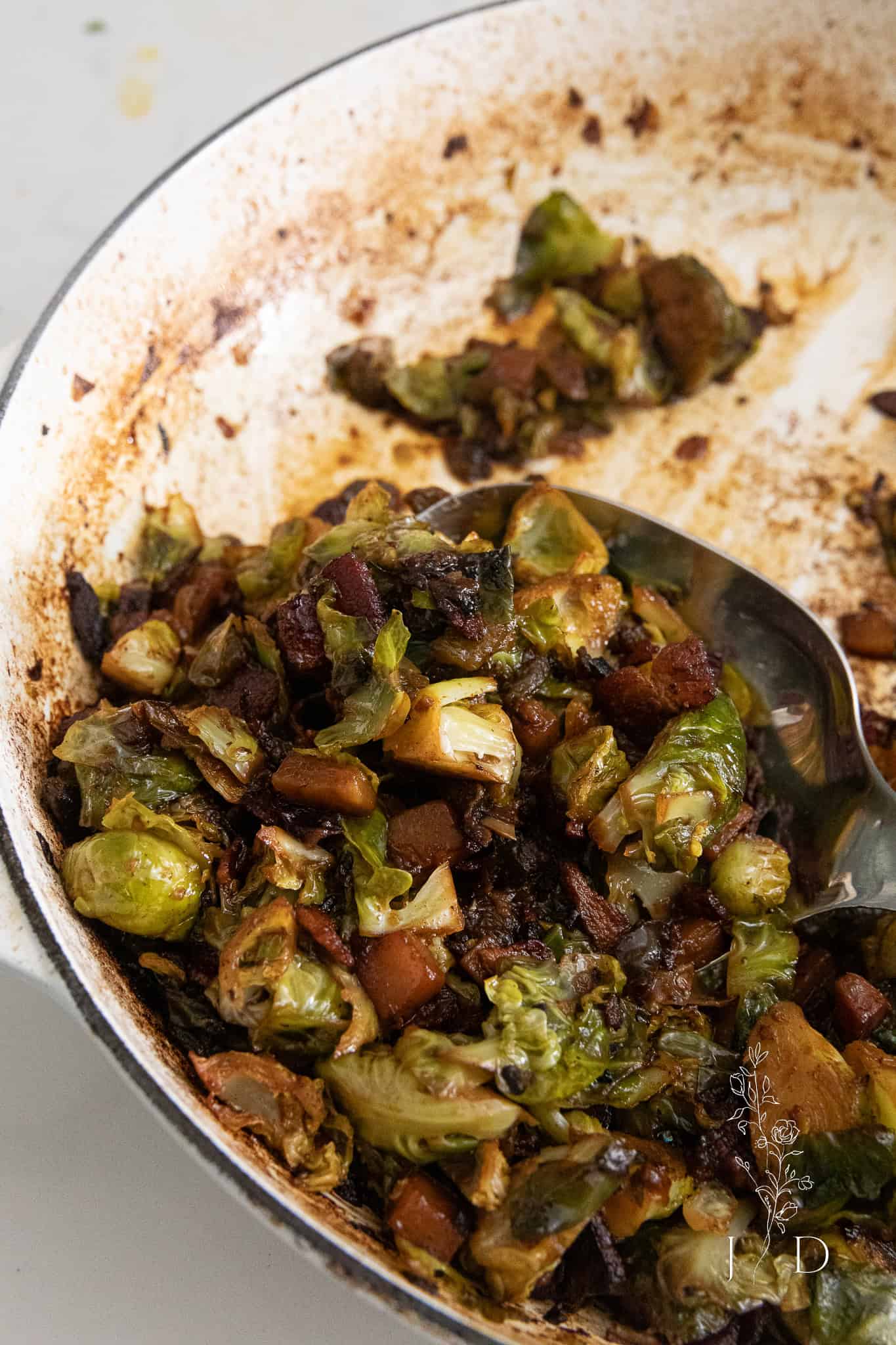 How to Make Braised Bacon Brussel Sprouts with Lemon and Thyme