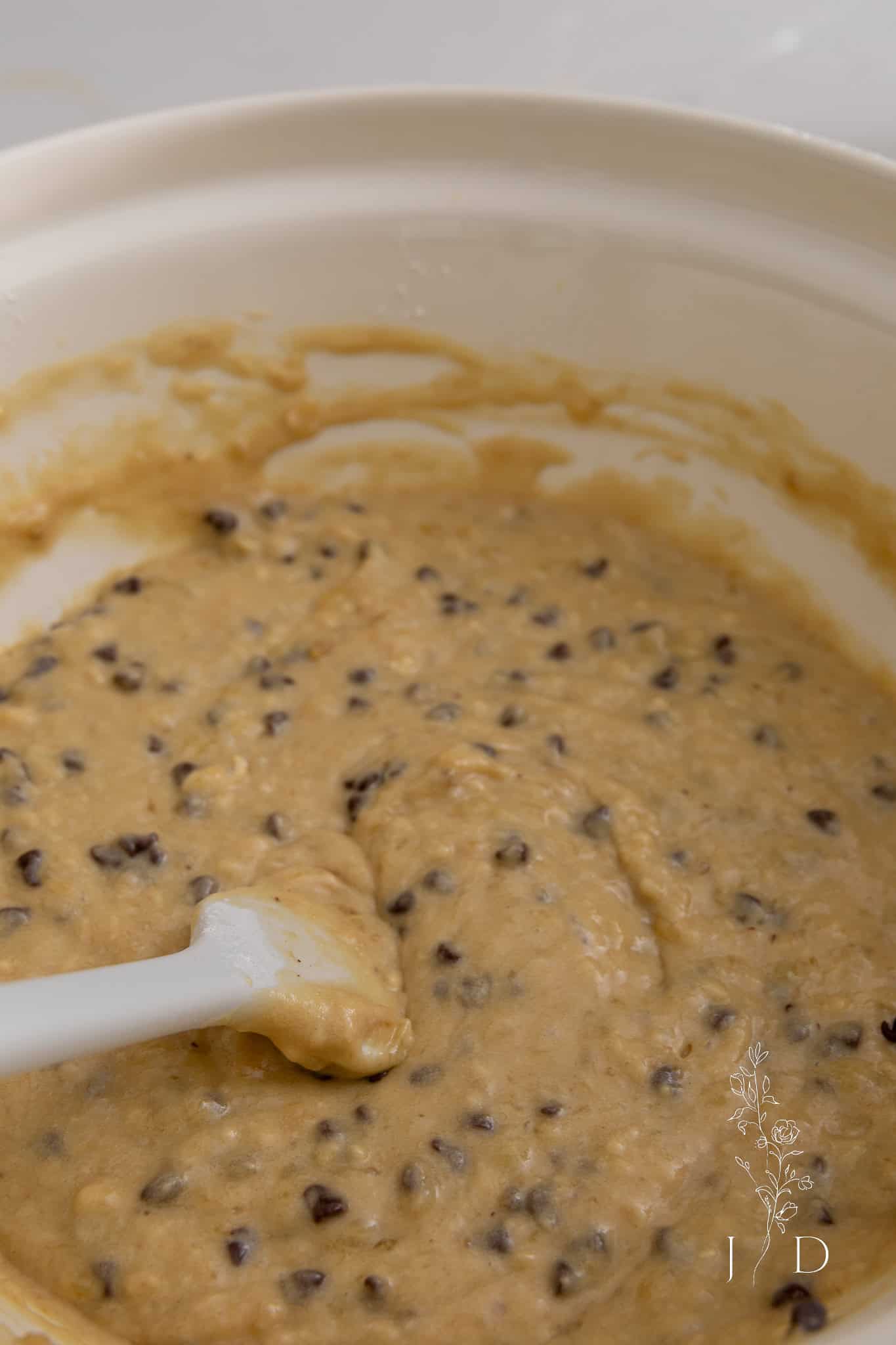 Chocolate Chips inside a banana bread mix