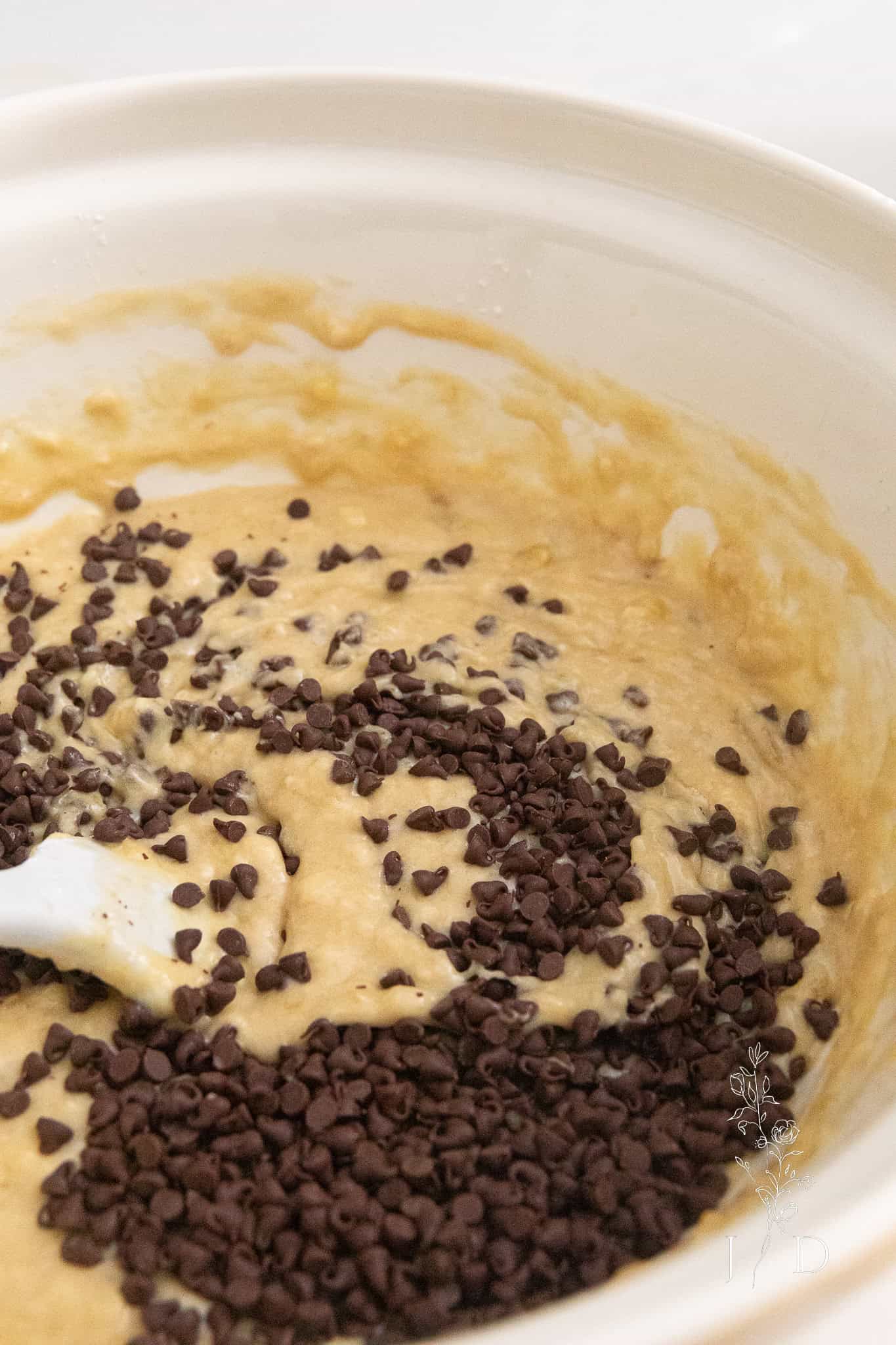 Mixing Banana Bread with Chocolate Chips