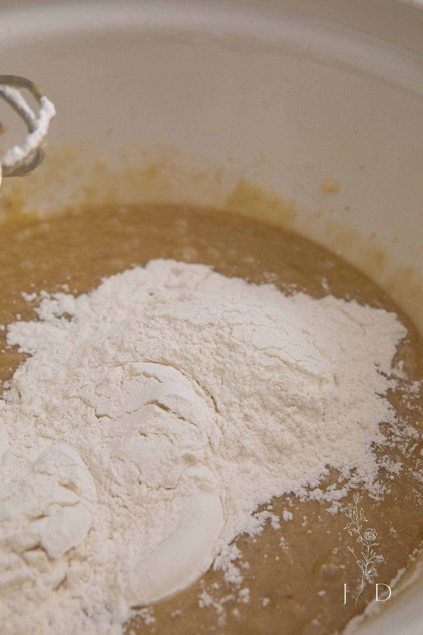 Banana Bread close up with flour