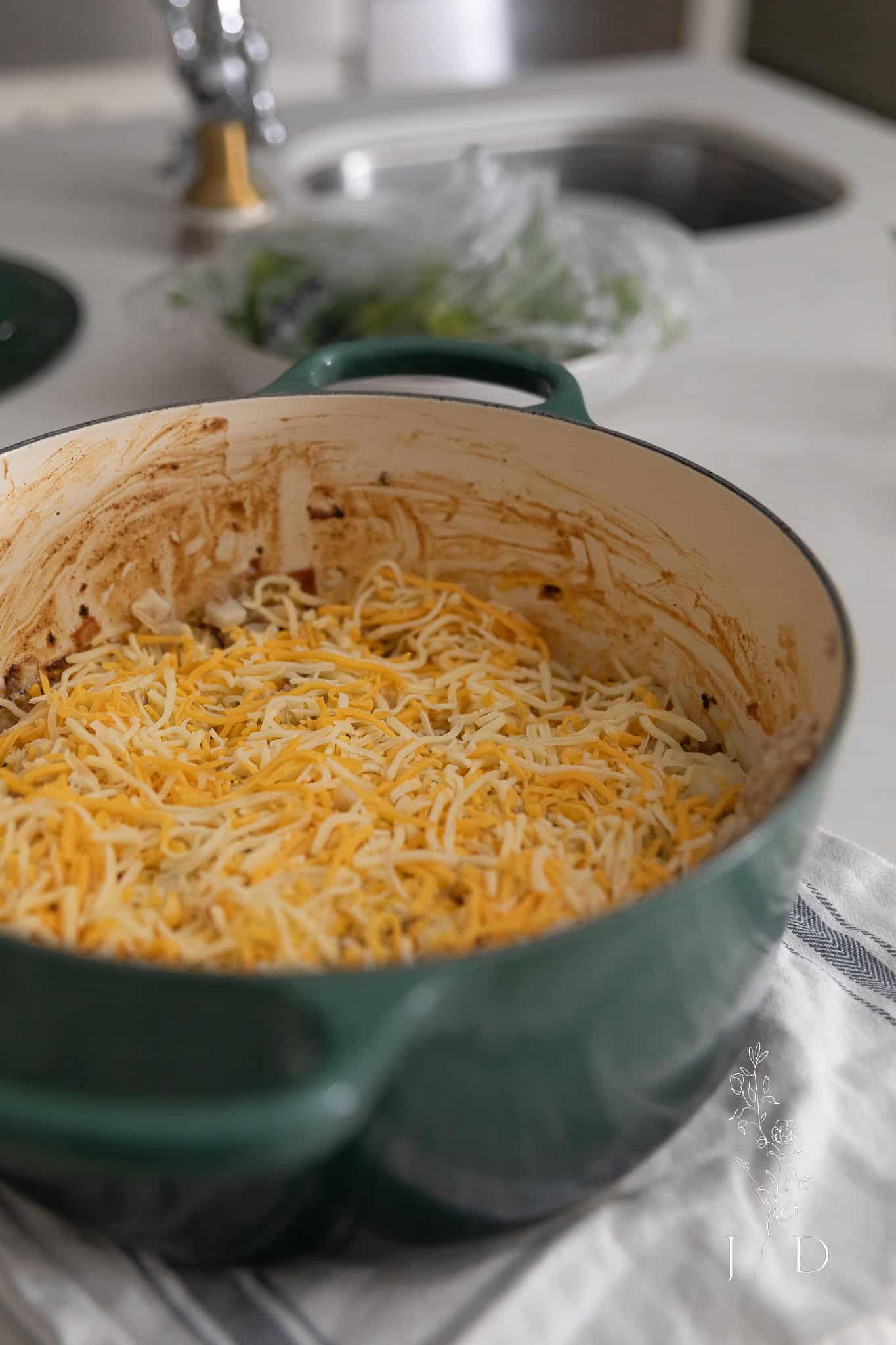 Shredded Cheese on Casserole