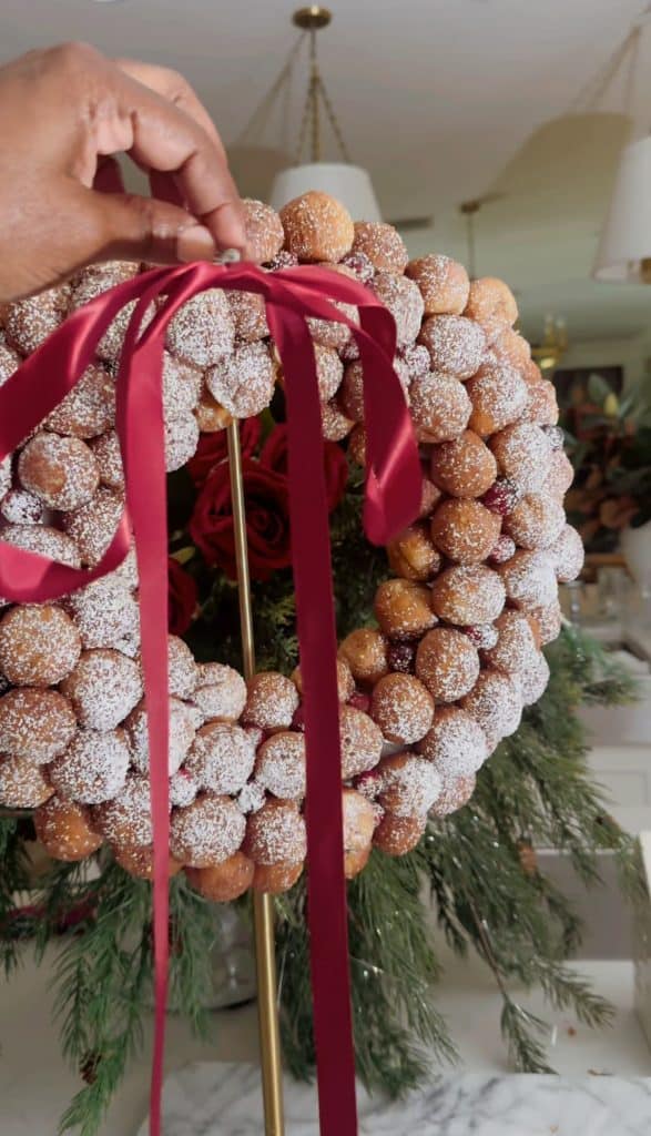 Donut hole wreath for Christmas