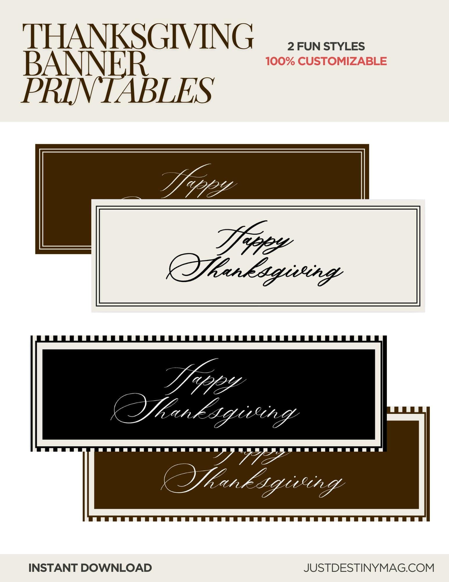Printable Thanksgiving Banner 2x6 | Happy Thanksgiving Party Décor