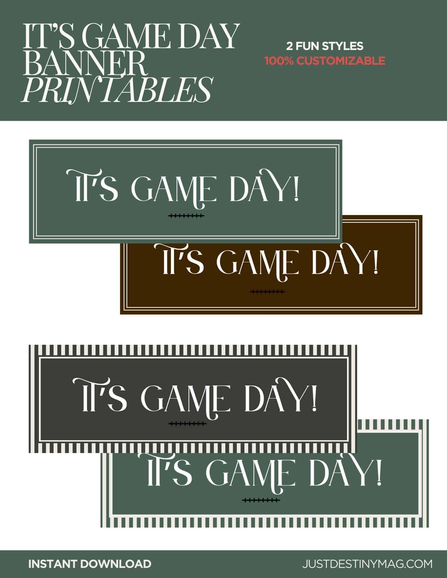 Printable Game Day Banner | Instant Download Sports Party Decoration